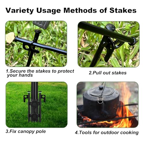 HOLANHING 8Pcs Tent Stakes, 12in Heavy Duty Tent Stakes with Storage Pouch, Dia 0.35" Forged Steel Stakes for Tent Used on Rocks, Grassland, Snowfield(8Pcs 12in Stakes) - Image 5