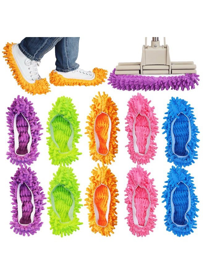 BAIDOON 4 Pcs Shoes Cover Dust Duster, Washable Mop Slippers Shoes for Floor Cleaning, Reusable Microfiber Duster Mops for House, Office, Bathroom, Kitchen Cleaning (2Pairs) - Image 1