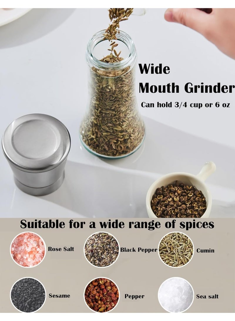 Salt and Pepper Grinder Set, 200ml Capacity, Stainless Steel & Glass - Image 3