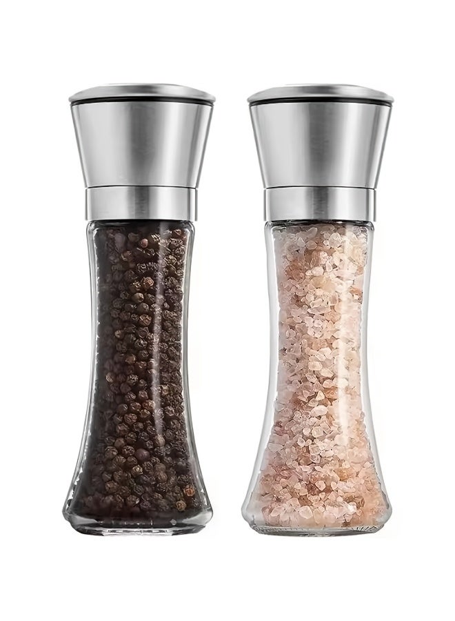 Salt and Pepper Grinder Set, 200ml Capacity, Stainless Steel & Glass - Image 1