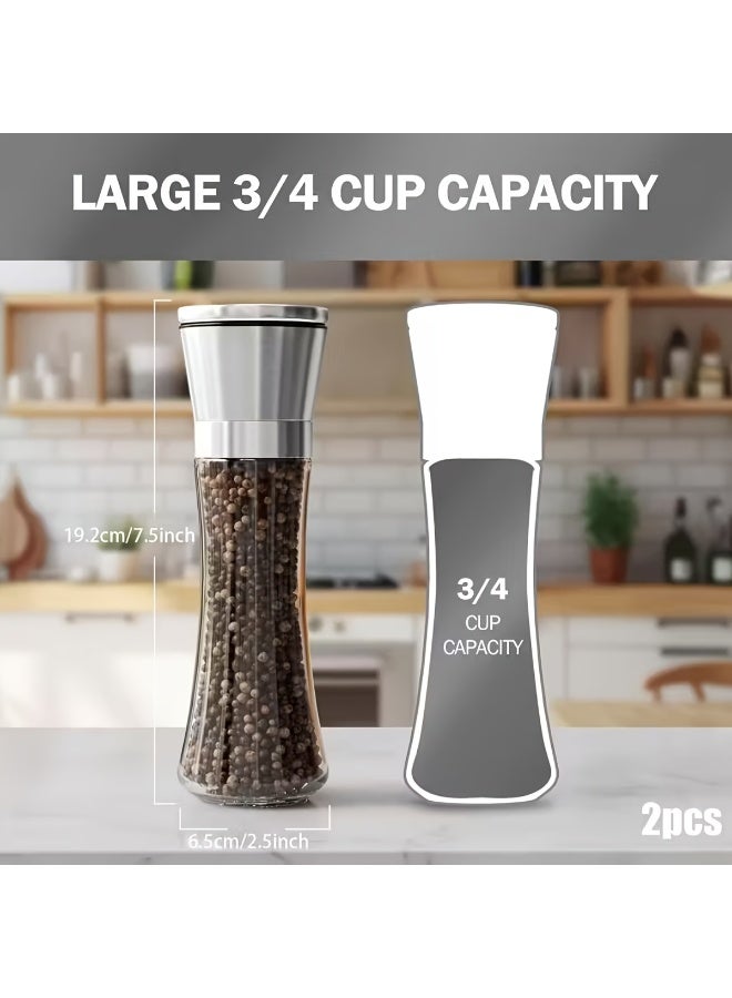 Salt and Pepper Grinder Set, 200ml Capacity, Stainless Steel & Glass - Image 4