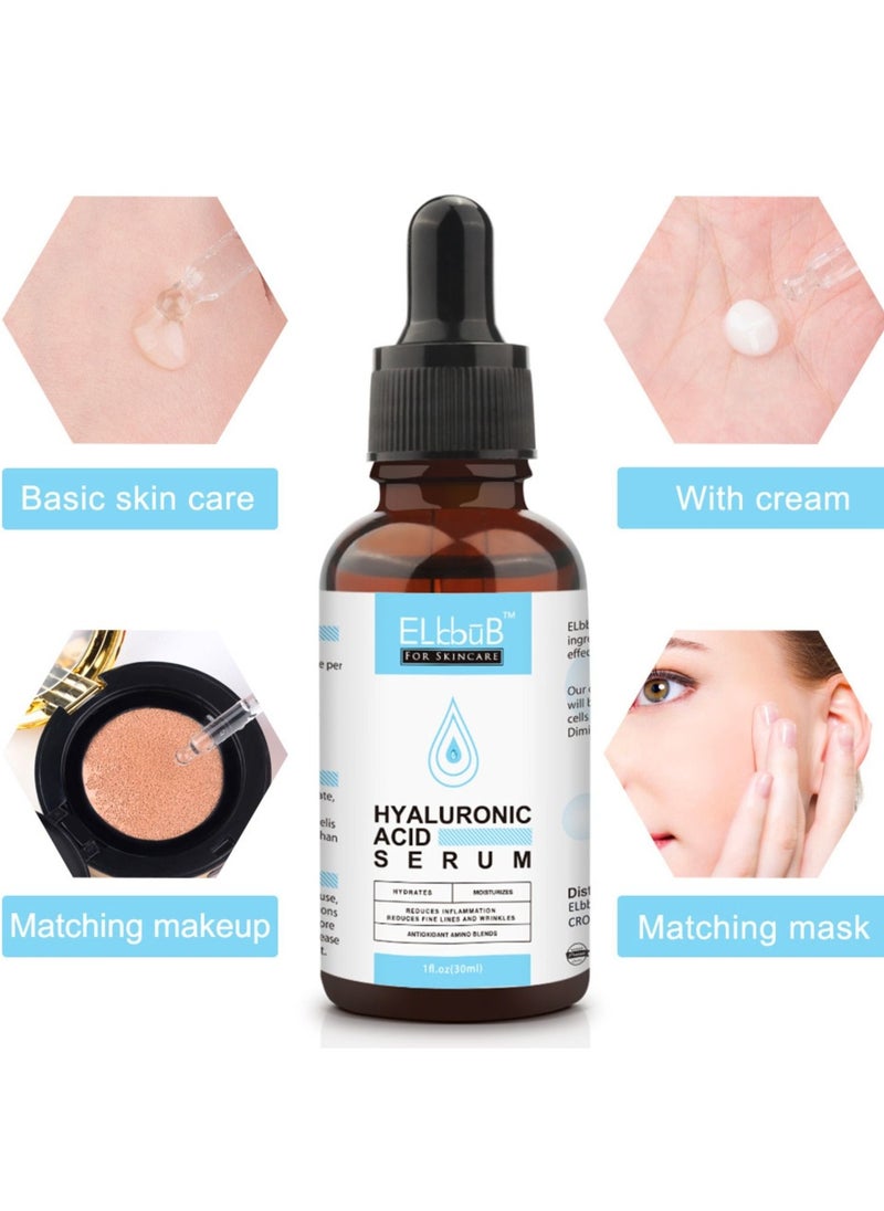 ELBBUB - Hyaluronic Acid Serum Moisturizing Wrinkle Serum for Erasing Fine Lines and Wrinkles Soft Hydrating Easy Absorption Anti Aging Serum Perfect Hydrating Serum for Face and Dry Skin Face Serum 30ml - Image 1