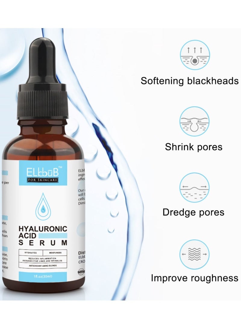ELBBUB - Hyaluronic Acid Serum Moisturizing Wrinkle Serum for Erasing Fine Lines and Wrinkles Soft Hydrating Easy Absorption Anti Aging Serum Perfect Hydrating Serum for Face and Dry Skin Face Serum 30ml - Image 1