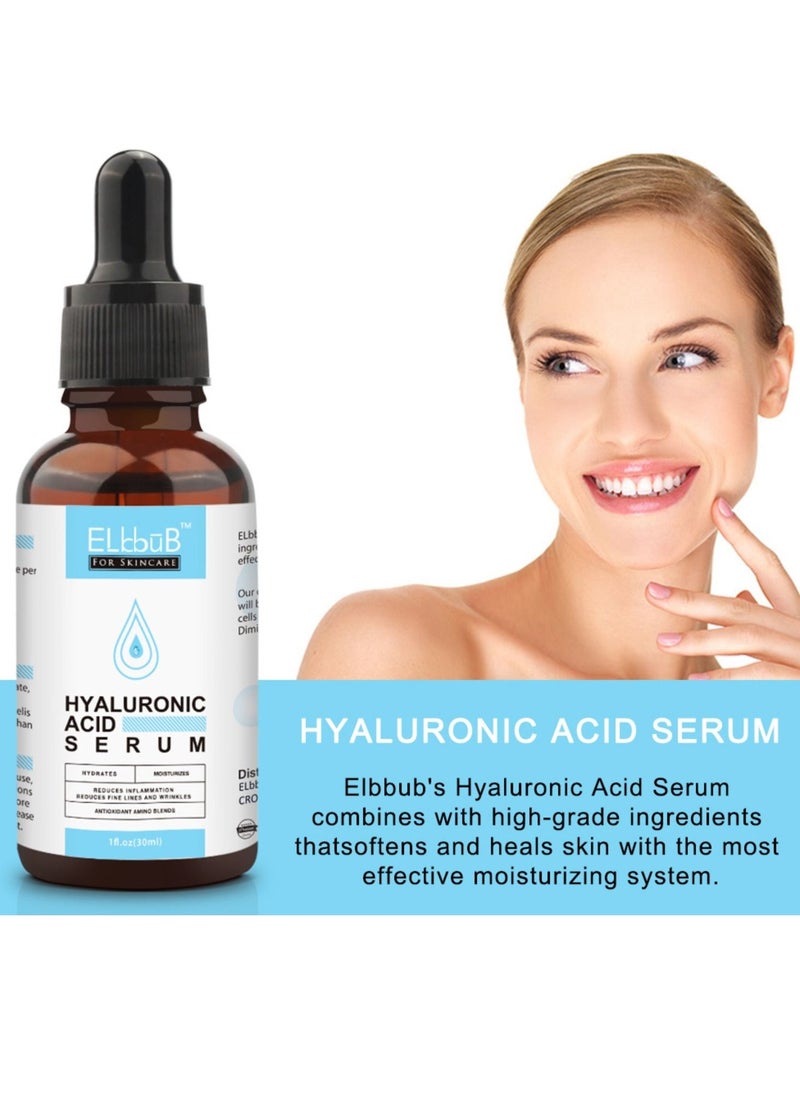 ELBBUB - Hyaluronic Acid Serum Moisturizing Wrinkle Serum for Erasing Fine Lines and Wrinkles Soft Hydrating Easy Absorption Anti Aging Serum Perfect Hydrating Serum for Face and Dry Skin Face Serum 30ml - Image 1