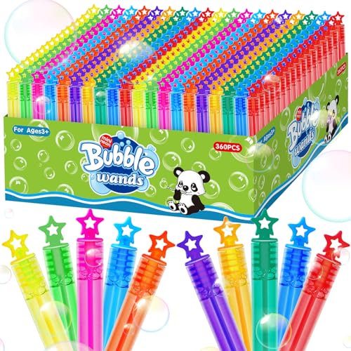 ZIRSENG 360 Piece Mini Bubble Wands in 10 Colors Party Favors Bulk for Kids Themed Birthday Carnival Wedding Classroom Prizes Summer Outdoor Gifts for Boys Girls Ideal Goodies Bags Stuffer - Image 1