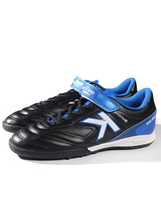 Kelme Youth Tf Turf Soccer Cleats, Compeion Student Non-slip Wear-resistant Football Shoes For Men, Black/blue, Size 37 - Image 3