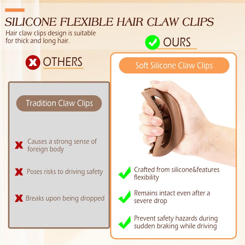 Glaudmeiss 3PCS Cloud Claw Clips for Women, Unsnappable Soft Hair Claws for Lying Down & Driving |Strong Hold Hair Claws for Thick Curly Hair | Cozy Hair Accessories for Sleeping & Valentine's Day Gifts - Image 3