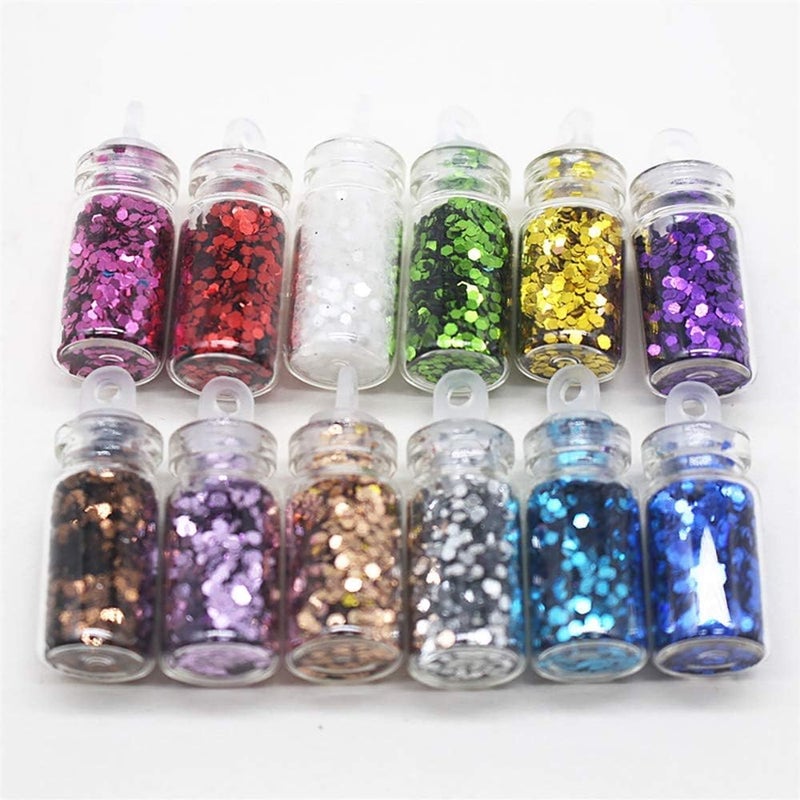 Snoogg Extra Fine Glitter for Tumblers Glitter and Sequins for Resin ArtSprinklesNail Art Gift Cards DIY and More Pack of 24 Small Bottles - Image 3