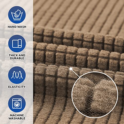 KEKUOU Stretch Oversized Sofa Slipcover 1 Piece Couch Sofa Cover (94"-110") Furniture Protector 4 Seater Sofa with Elastic Bottom for Kids,Pet.Jacquard Checked Pattern Fabric(X Large,Camel) - Image 5