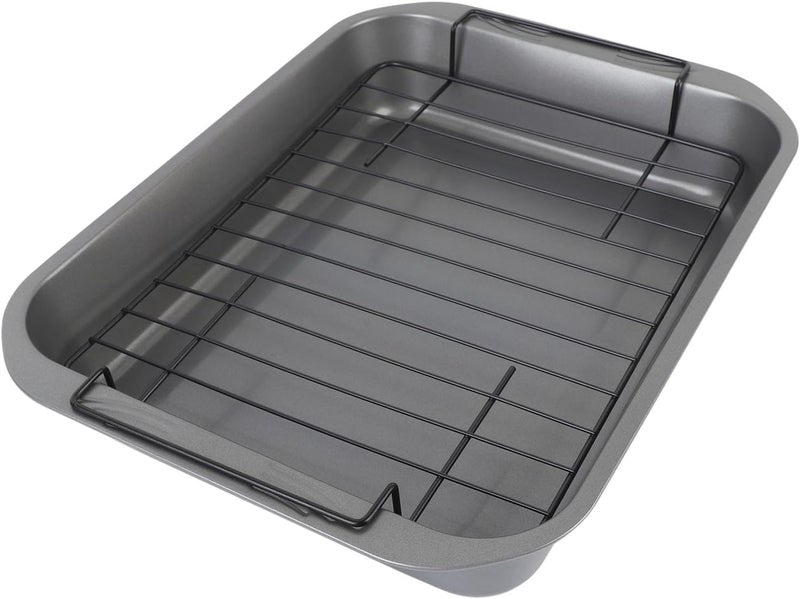 Asixxsix Roasting Pan, Multifunctional Carbon Steel Nonstick Rectangular Oven Baking Tray with Rack for Baking Turkey Chicken and Veggies Easy to - Image 3