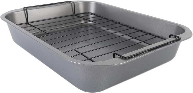 Asixxsix Roasting Pan, Multifunctional Carbon Steel Nonstick Rectangular Oven Baking Tray with Rack for Baking Turkey Chicken and Veggies Easy to - Image 5