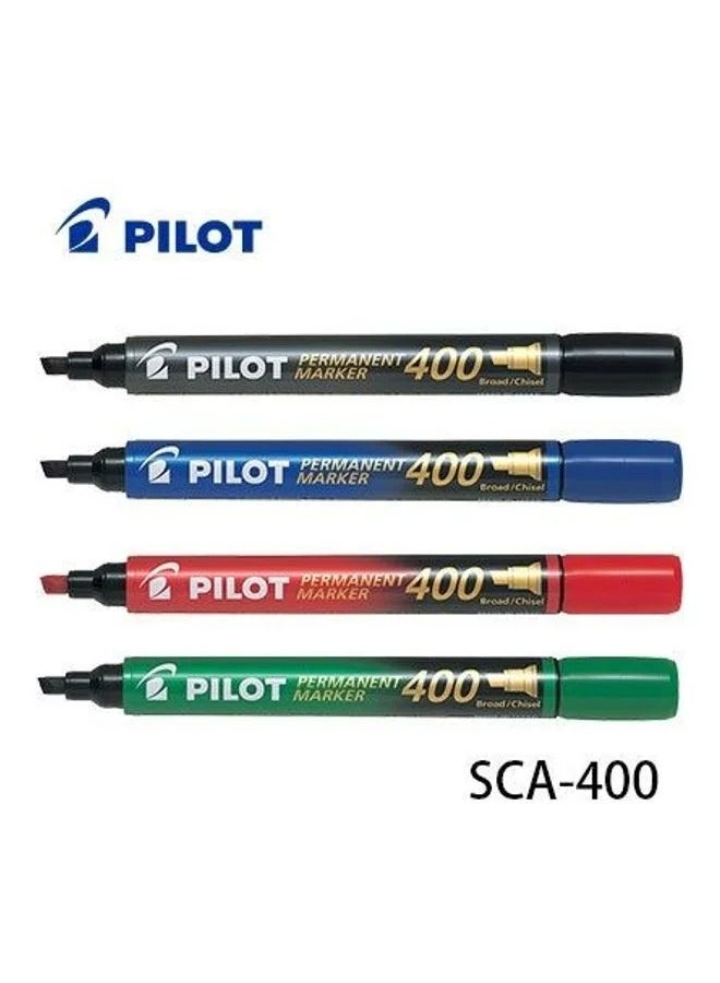 بايلوت مجموعة أقلام ماركر دائمة بسن عريض على شكل إزميل بـ 4 ألوان، من 4 قطع، من بايلوت متعدد الألوان - Image 1