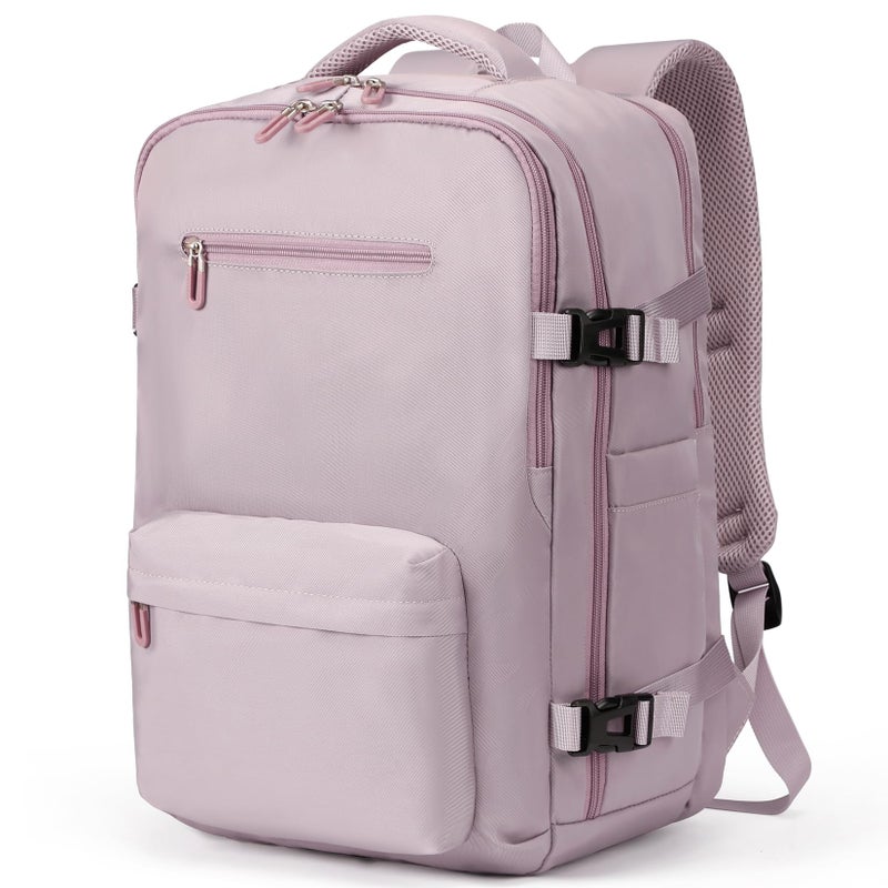SHRRADOO Travel Laptops Backpack for Women Men, Casual Work Bag 17inch High School College Backpack Airline Approved Backpack for Hiking Business (Pink khaki) - Image 1