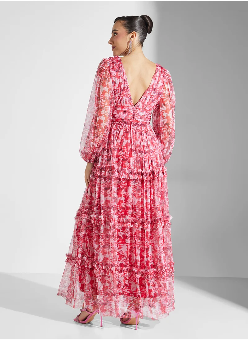 ليس اند بيدز Floral Print Tiered Dress