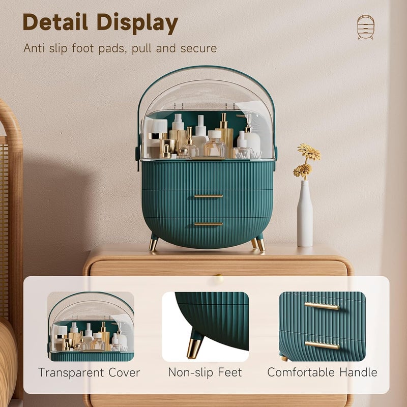 Snivy Snivy Makeup Organizer Box, Cosmetic Display Case with Transparent Cover, Dustproof Cosmetic Storage Box, Suitable for Bathroom Countertop Dressing Table  - Image 2