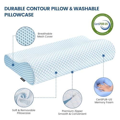 Polovo Memory Foam Bed Pillow for Sleeping, Ergonomic Cervical Contour Neck Support Orthopedic Pillow for Side Back Stomach Sleeper, Neck and Shoulder Pain - Image 5