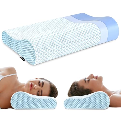 Polovo Memory Foam Bed Pillow for Sleeping, Ergonomic Cervical Contour Neck Support Orthopedic Pillow for Side Back Stomach Sleeper, Neck and Shoulder Pain - Image 1