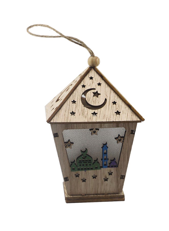 اليشمك مصباح LED من الخشب بتصميم عبارة Eid Mubarak مع خيط متعدد الألوان 13سم - Image 1