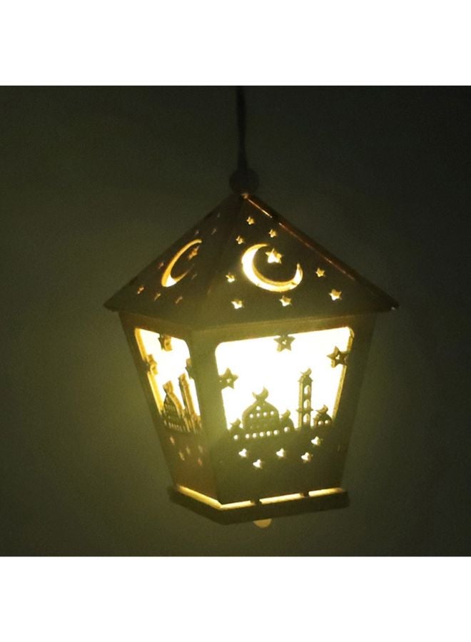 اليشمك مصباح LED من الخشب بتصميم عبارة Eid Mubarak مع خيط متعدد الألوان 13سم - Image 2