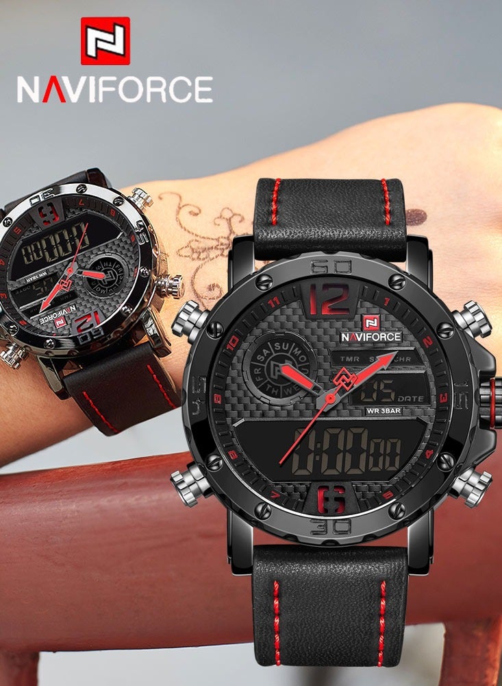 NAVIFORCE To Luxury Brand Mens Quartz Watches Leather Sports Watches Men's LED Digital Clock Waterproof Military Wrist Watch - Image 1