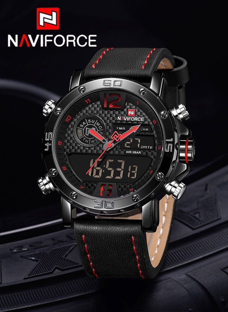 NAVIFORCE To Luxury Brand Mens Quartz Watches Leather Sports Watches Men's LED Digital Clock Waterproof Military Wrist Watch - Image 2