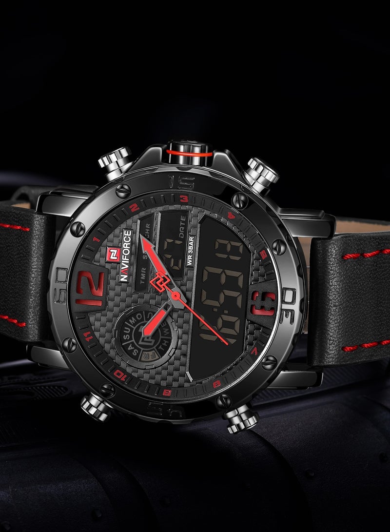 NAVIFORCE To Luxury Brand Mens Quartz Watches Leather Sports Watches Men's LED Digital Clock Waterproof Military Wrist Watch - Image 3