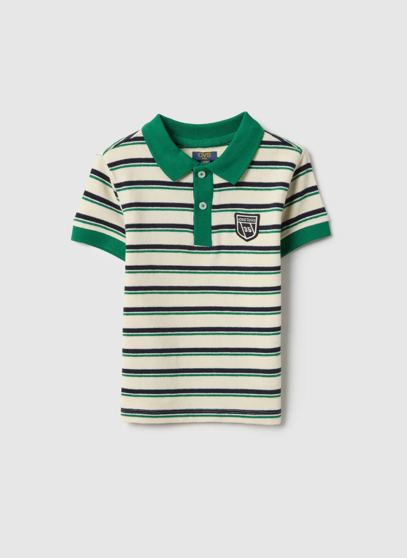 او في اس Ovs Children'S Multicolour Striped Cotton Blend Polo Regular Fit