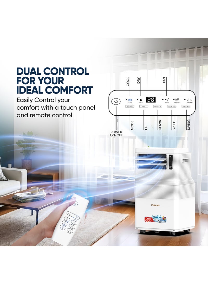 NIKAI 1.2 Ton Portable AC, Efficient Cooling with Rotary Compressor, R410 Refrigerant,Auto Evaporation, Remote Control, Low Noise, and Caster Wheels for Easy Mobility, Ideal Air Conditioner for Rooms & Kitchen, Home – NPAC15512A5 White NPAC15512A5 White - Image 5