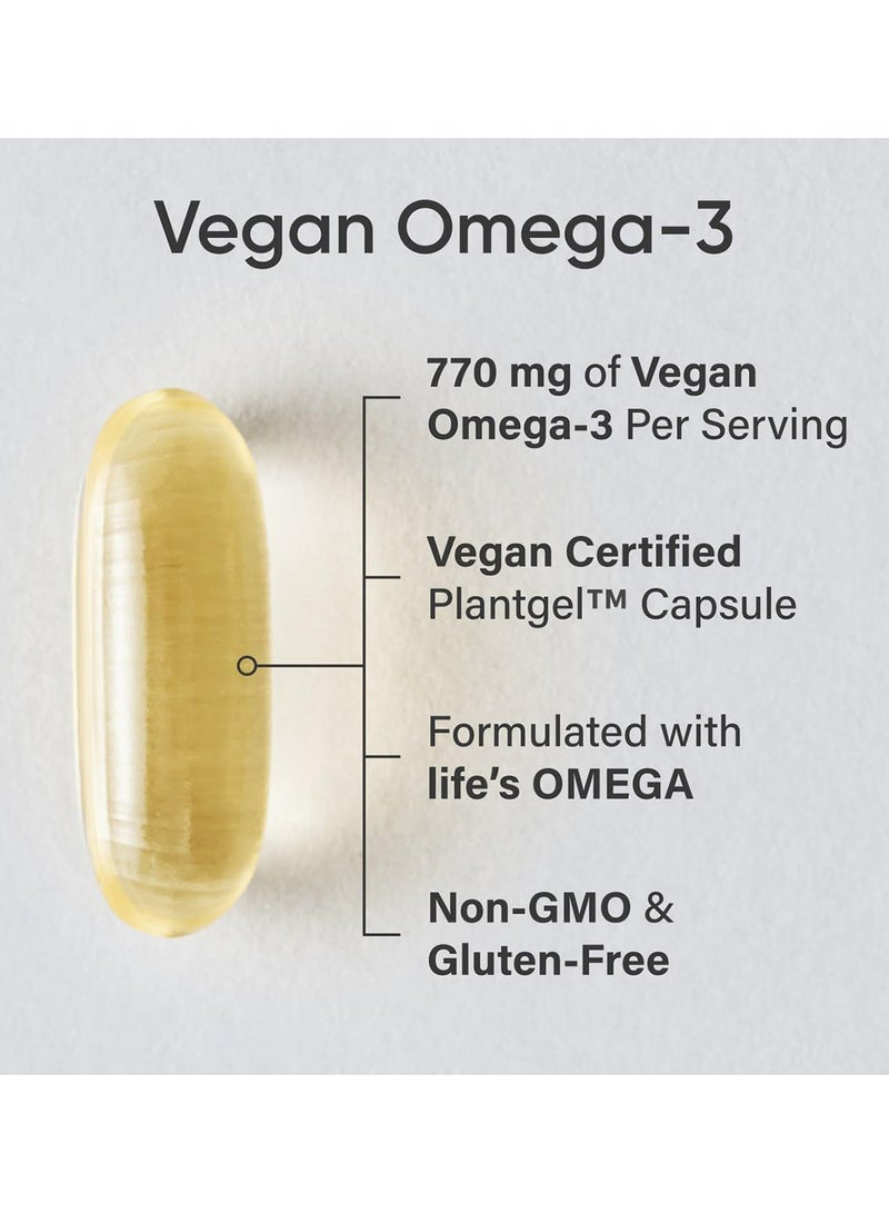 SPORTS RESEARCH Vegan Omega-3 Fish Oil from Algae - High Levels DHA And EPA Fatty Acids - 60 Softgels, Carrageenan Free - Image 2