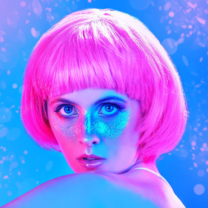 MIAHART 6 Pcs Short Bob Wig and 6 Pcs Sunglass Set, Neon Colored Wigs Colorful Cosplay Wigs Daily Party Hairpieces for Bachelorette Glow in The Dark Neon Party Favors Halloween Decorations Supplies - Image 5