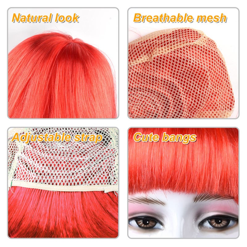 MIAHART 6 Pcs Short Bob Wig and 6 Pcs Sunglass Set, Neon Colored Wigs Colorful Cosplay Wigs Daily Party Hairpieces for Bachelorette Glow in The Dark Neon Party Favors Halloween Decorations Supplies - Image 4