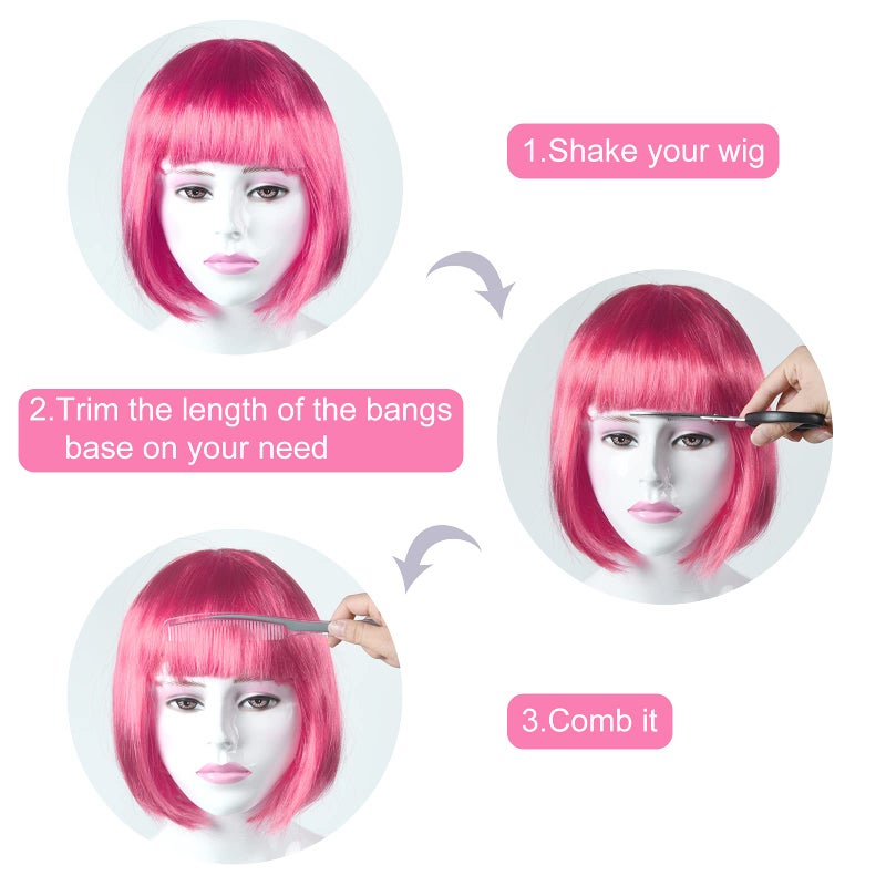 MIAHART 6 Pcs Short Bob Wig and 6 Pcs Sunglass Set, Neon Colored Wigs Colorful Cosplay Wigs Daily Party Hairpieces for Bachelorette Glow in The Dark Neon Party Favors Halloween Decorations Supplies - Image 3