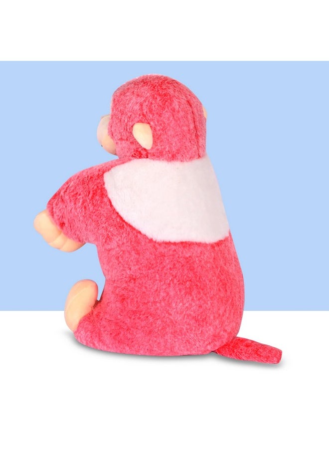Besties BESTIES Premium Fur Monkey Soft Toy Cum Pillow Red - Height 45 cm  - Image 3