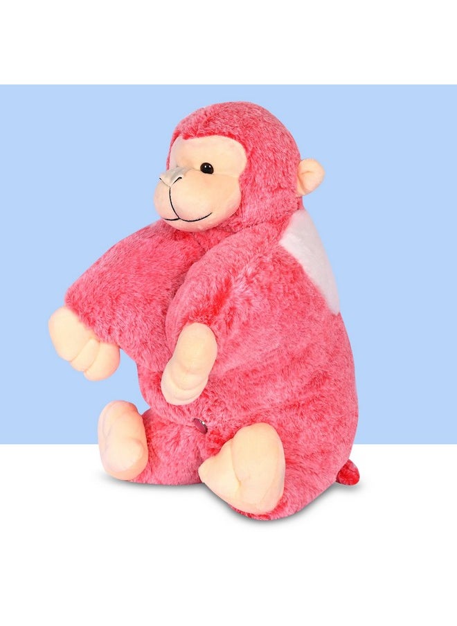 Besties BESTIES Premium Fur Monkey Soft Toy Cum Pillow Red - Height 45 cm  - Image 2