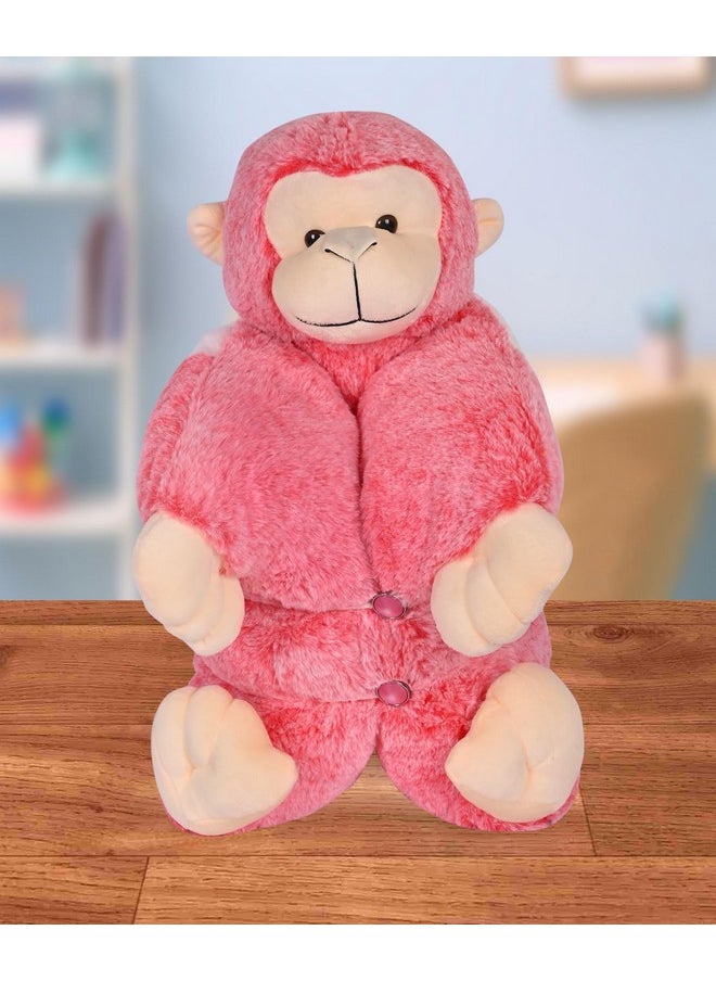 Besties BESTIES Premium Fur Monkey Soft Toy Cum Pillow Red - Height 45 cm  - Image 1