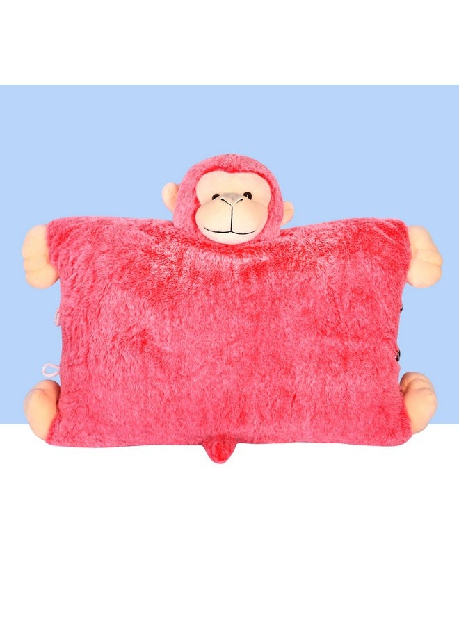 Besties BESTIES Premium Fur Monkey Soft Toy Cum Pillow Red - Height 45 cm  - Image 5