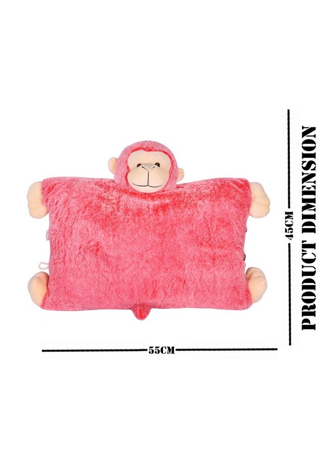 Besties BESTIES Premium Fur Monkey Soft Toy Cum Pillow Red - Height 45 cm  - Image 4