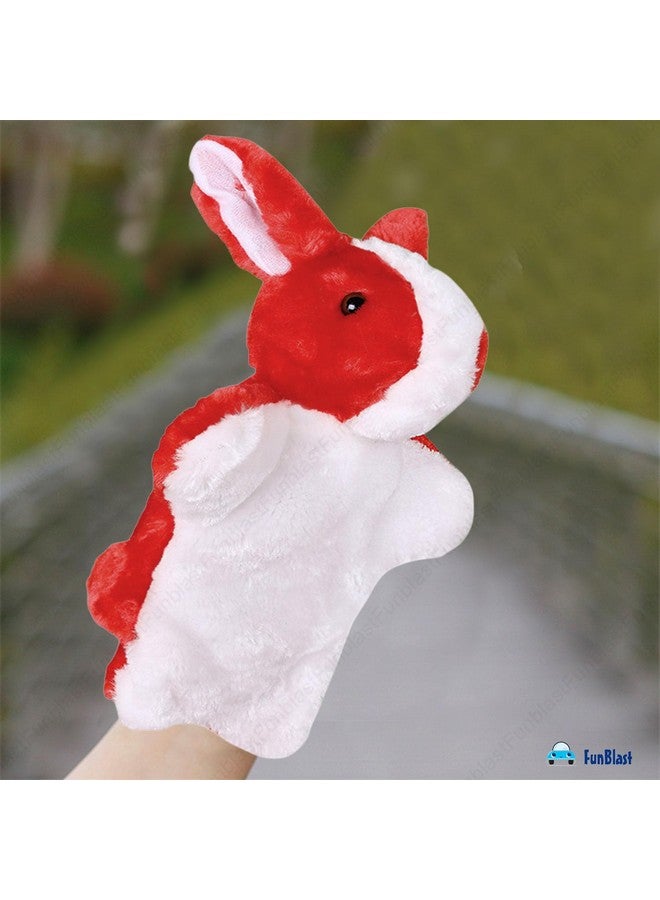 فنبلاست دمى يد فن بلاست للأطفال - دمية يد على شكل أرنب لطيف للأطفال، دمية تحكي قصصًا للأطفال، لعبة دمية يد، دمى يد ناعمة للأطفال، ألعاب تعليمية ممتعة للأطفال (أحمر) - Image 2