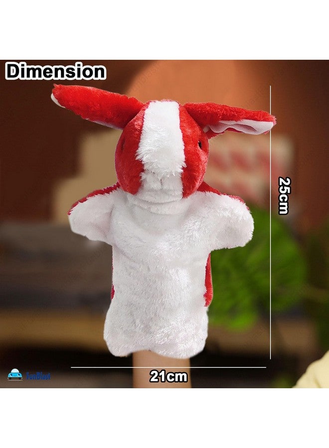 فنبلاست دمى يد فن بلاست للأطفال - دمية يد على شكل أرنب لطيف للأطفال، دمية تحكي قصصًا للأطفال، لعبة دمية يد، دمى يد ناعمة للأطفال، ألعاب تعليمية ممتعة للأطفال (أحمر) - Image 3