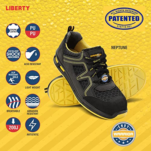 Liberty Warrior Envy Neptune Light weight Safety Shoes for Man | Fiber Glass Toe | Antislip & Water Resistant | Antistatic & Abrasion Resistance | Yellow | Size 5 UK - Image 3