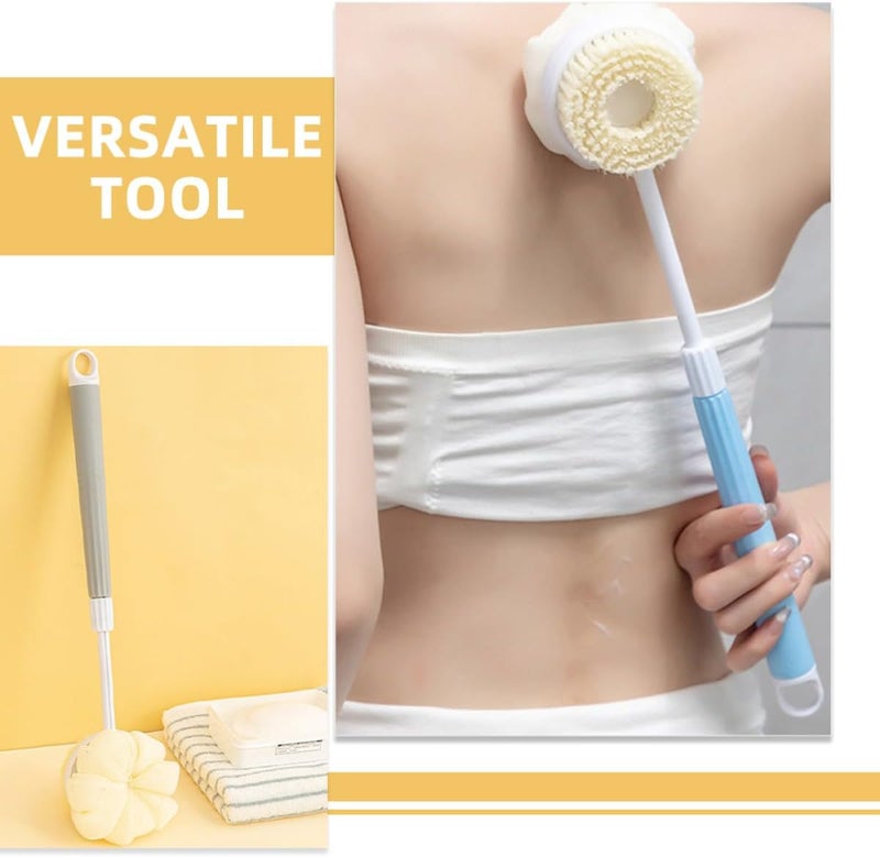 Uonlytech 2pcs 2-in-1 Retractable Handle Bath Brush and Soft Bristle Back Scrubber for Shower Exfoliating Body Brush Suitable for Elderly and Pregnant Women - Image 3