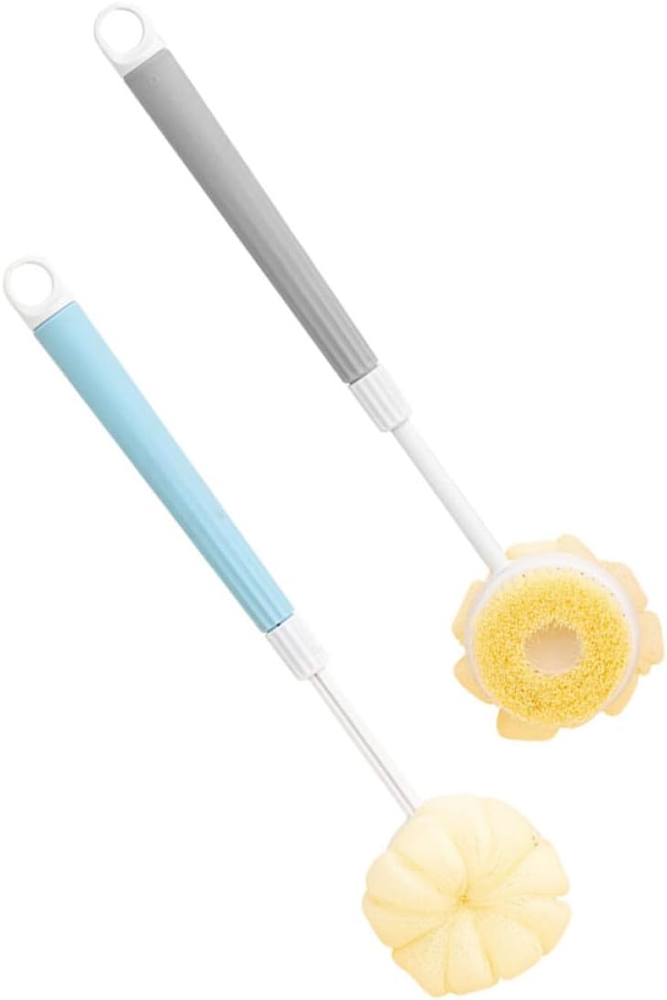 Uonlytech 2pcs 2-in-1 Retractable Handle Bath Brush and Soft Bristle Back Scrubber for Shower Exfoliating Body Brush Suitable for Elderly and Pregnant Women - Image 1