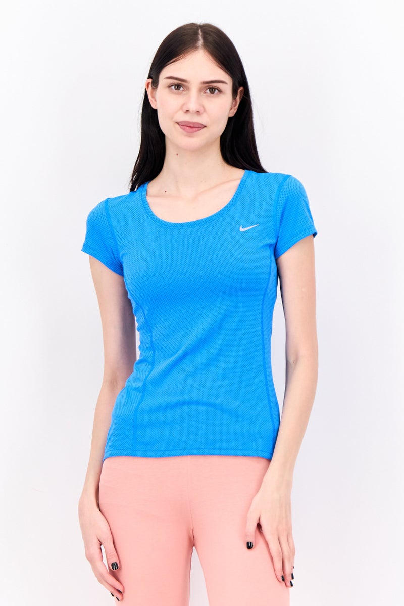 Nike تي شيرت جري للنساء بأكمام قصيرة من دري فيت، أزرق - Image 1