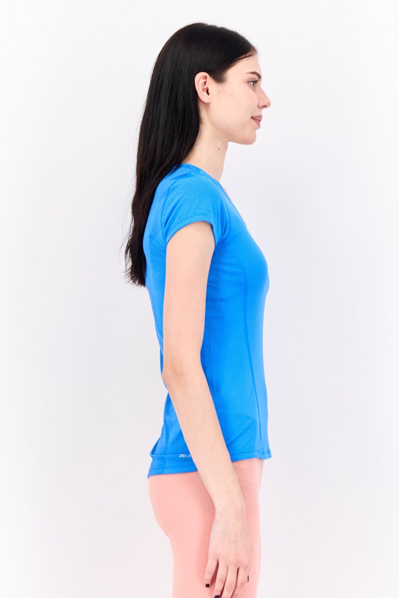 Nike تي شيرت جري للنساء بأكمام قصيرة من دري فيت، أزرق - Image 2