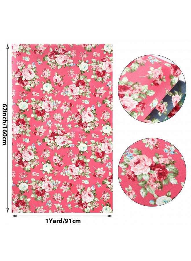 Boao 3 Pieces 36 x 62 Inch Wide Vintage Floral Cotton Fabric Rose Flowers Pattern Fabric Precut Print Quilting Fabric Bundle Romantic for Sewing Craft DIY Making Home Decoration(Vintage Style) - Image 2