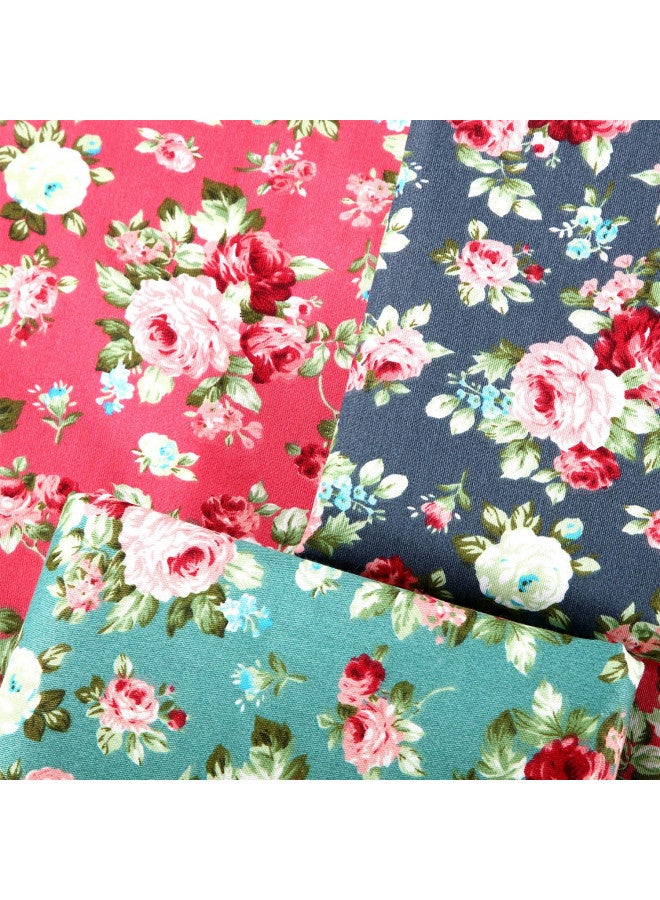 Boao 3 Pieces 36 x 62 Inch Wide Vintage Floral Cotton Fabric Rose Flowers Pattern Fabric Precut Print Quilting Fabric Bundle Romantic for Sewing Craft DIY Making Home Decoration(Vintage Style) - Image 4