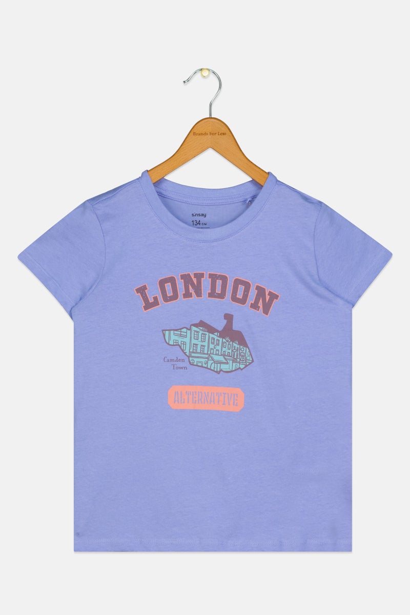 Sinsay تي شيرت مطبوع بأكمام قصيرة بياقة دائرية للفتيات الصغيرات، لافندر - Image 2