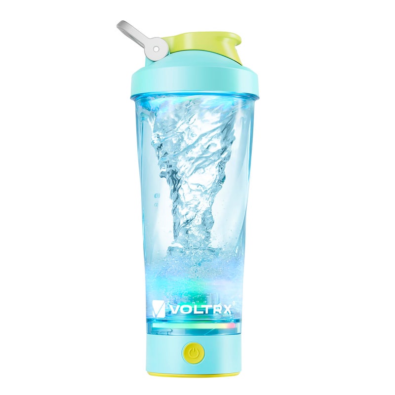 VOLTRX Electric Shaker Bottle - VortexBoost Portable USB C Rechargeable Protein Shake Mixer, Shaker Cups for Protein Shakes, BPA Free, Waterproof, Colored Light Base, 24 oz (Aurora Green) - Image 1