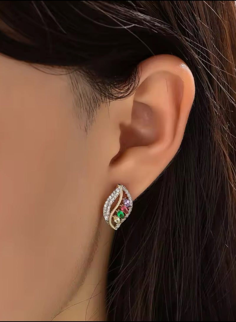 إيكوال حلق أذن نسائي بتصميم أنيق وعالي الجودة مطلي باللون الذهبي - Image 1