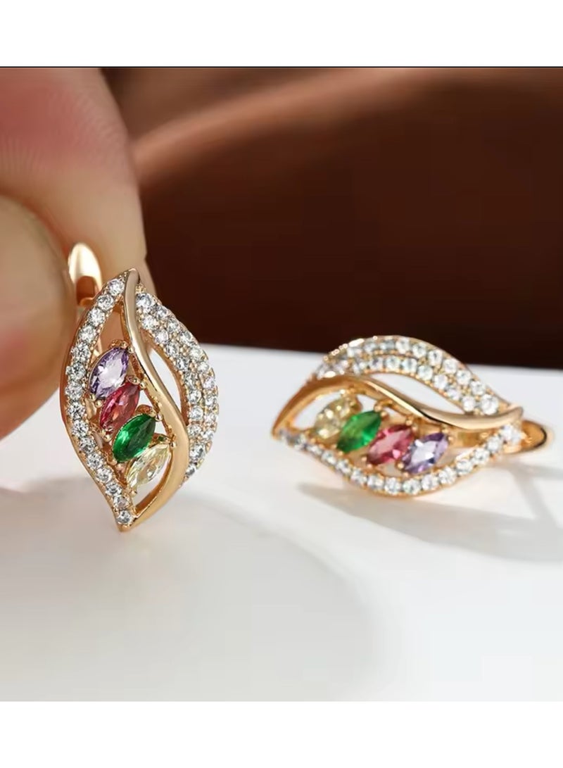 إيكوال حلق أذن نسائي بتصميم أنيق وعالي الجودة مطلي باللون الذهبي - Image 2